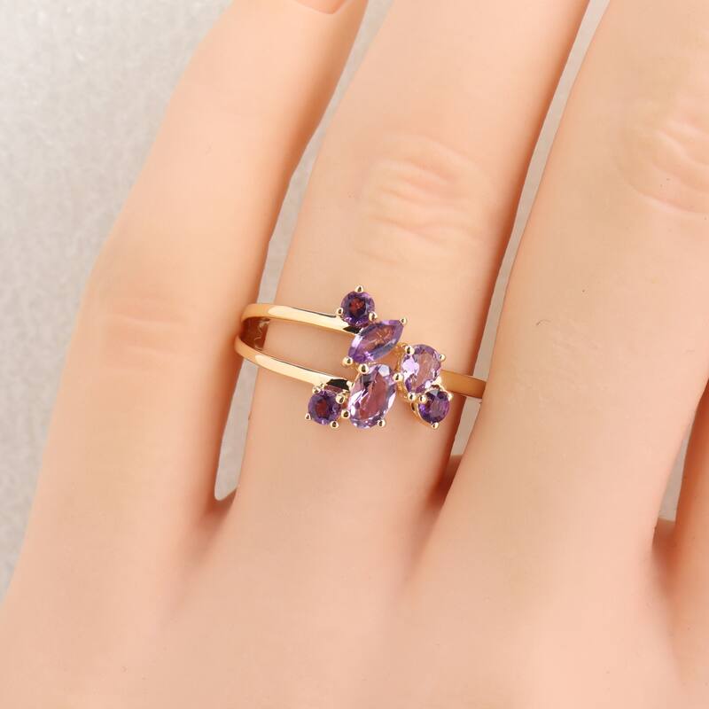 Miadora Multi-Gem Cluster Split Shank Ring Sterling Silver