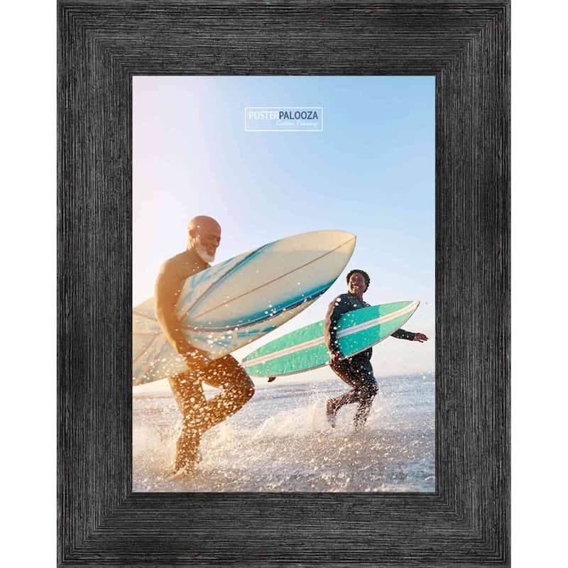 10x13 Distressed/Aged Black Wood Picture Frame UV Acrylic, Foam Board