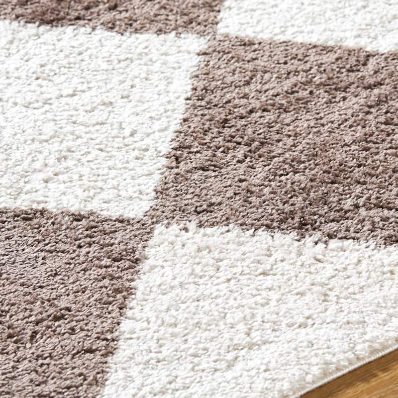 Livabliss Scandinavian Fossay Shag Diamond Washable Area Rug