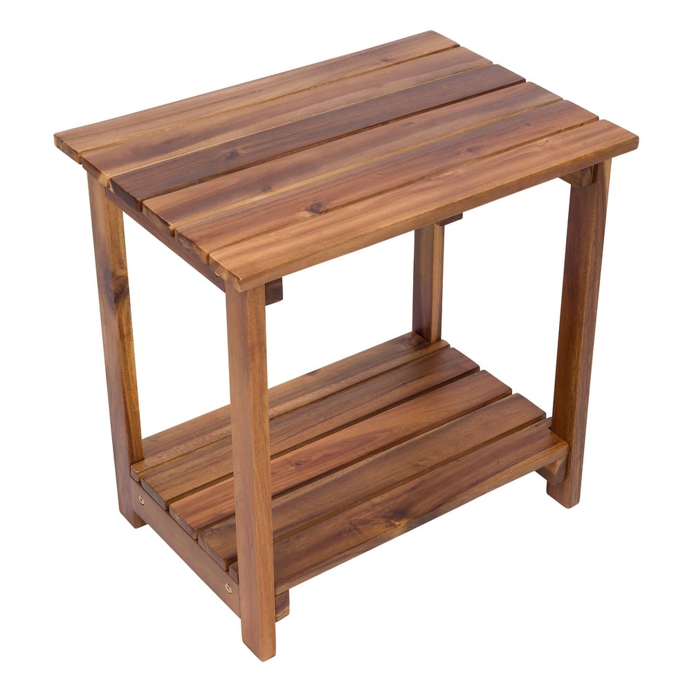 Hampshire 2-Tier Solid Acacia Wood Rectangular Outdoor Side Table