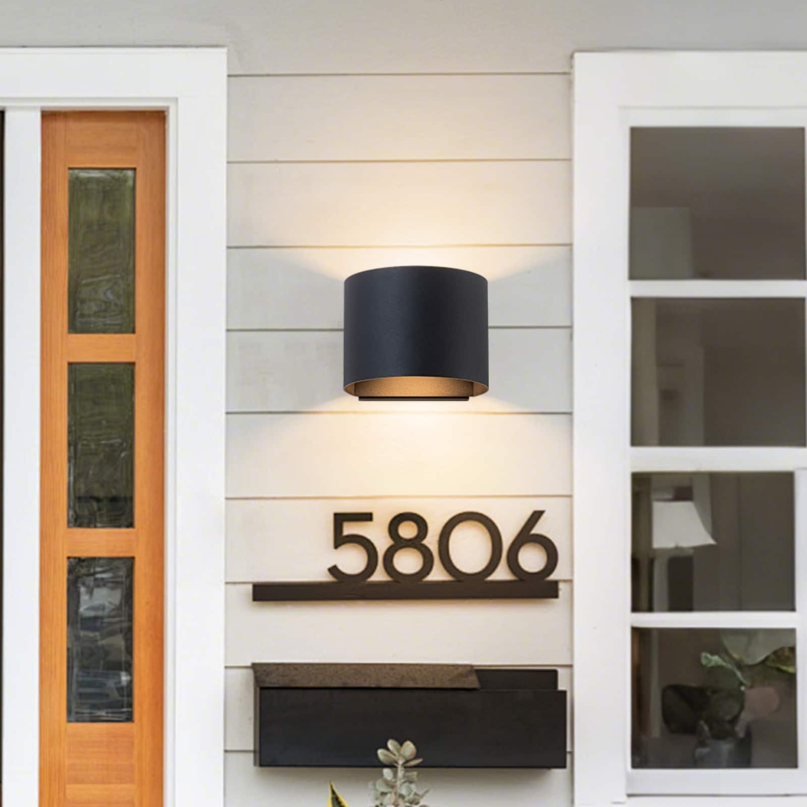 Modern 1-Light Cylinder LED Outdoor Wall Light - 4.5-in H x 5.8-in W x 5.1-in D