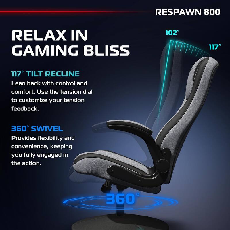 RESPAWN 800 Gaming Chair Floor, Swivel Rocker Gaming Chair, High Back Ergonomic Floor Gaming Chair for Kids and Adults