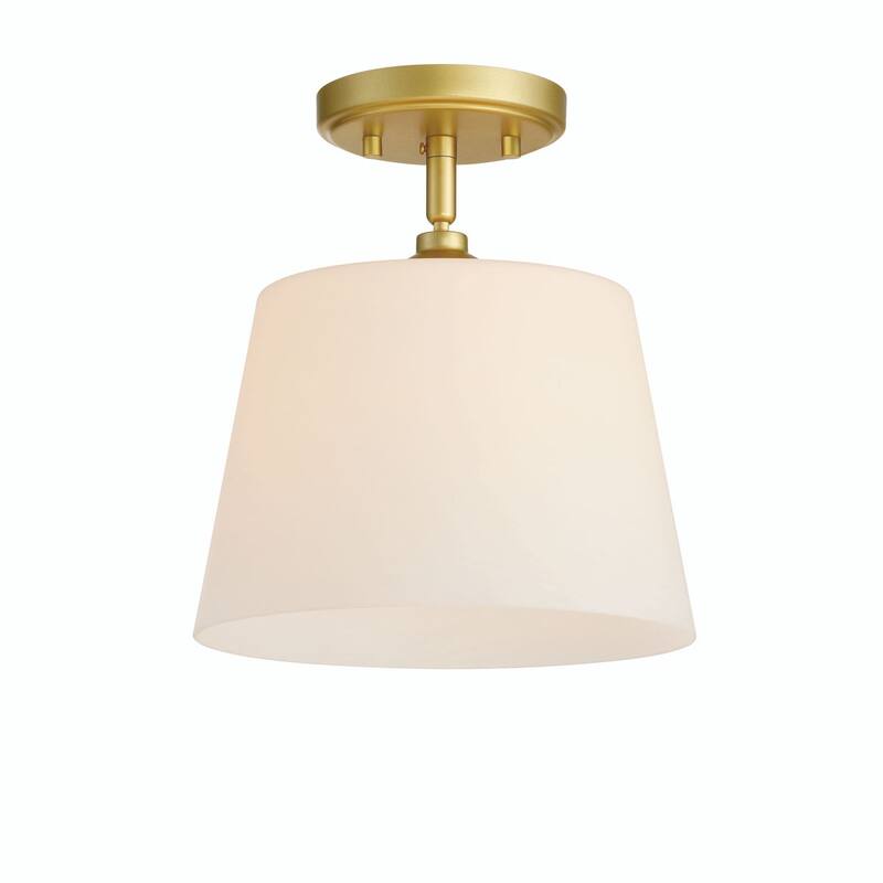 1-light Modern Dimmable Glass Semi Flush Mount Ceiling Lighting