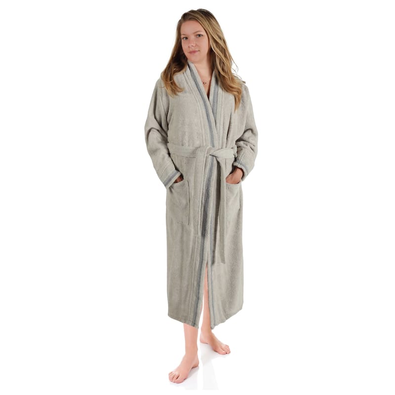 Superior Unisex Turkish Cotton Terry Kimono Bathrobe with Embroidery Robe