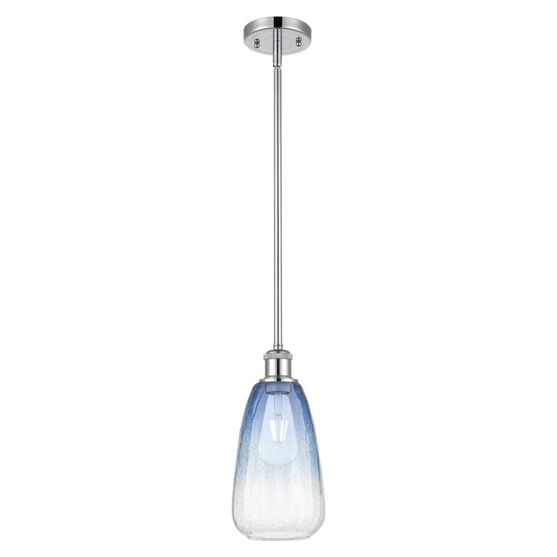 Innovations Lighting Endless Possibilities Ballston - Brookhaven Almond - 1 Light 6" Stem Hung Mini Pendant - Polished Chrome/Sapphire Blue