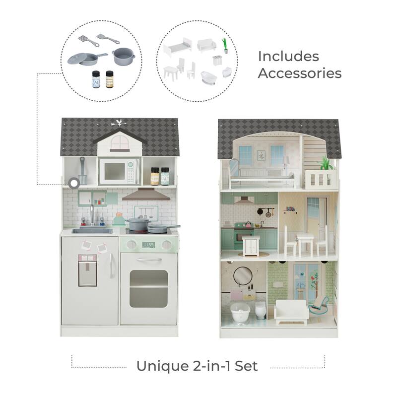 Teamson Kids Wonderland Ariel 2-in-1 Dollhouse Play Kitchen Set
