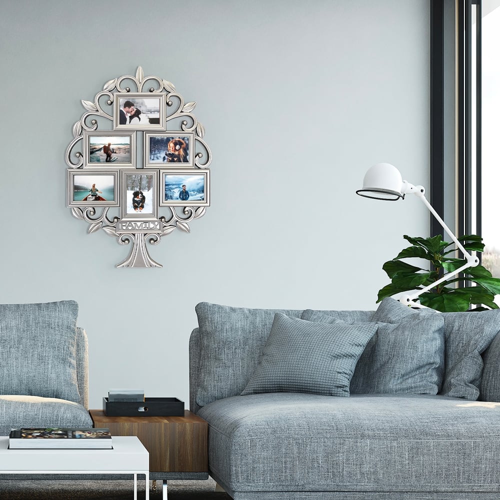 HELLO LAURA Mid-Century Modern Sliver Selfie Gallery Collage Wall Hanging Photo Frame