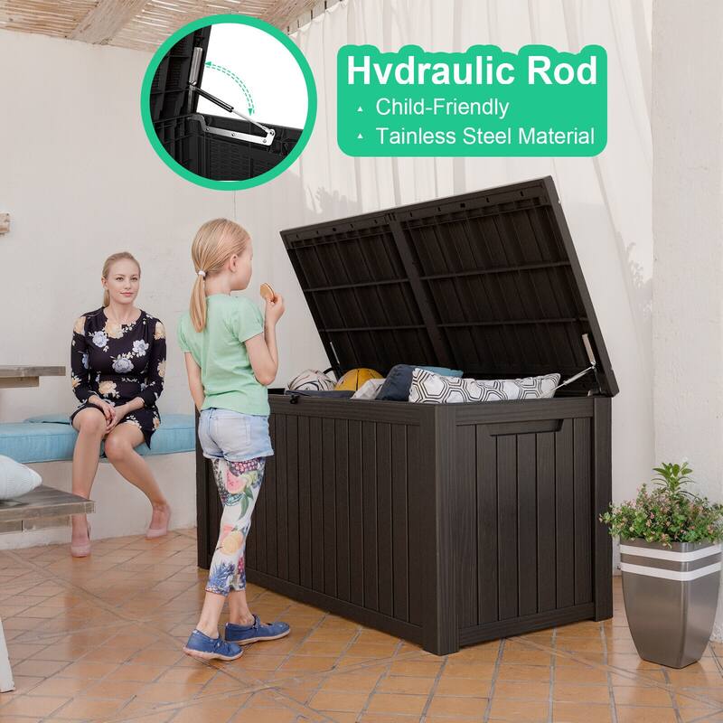 Momei 180 Gallons Large Resin Water Resistant Patio Storage Box