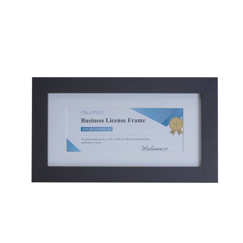 Melannco MDF Business License Frame, 11.5X6.5 Inch, Black