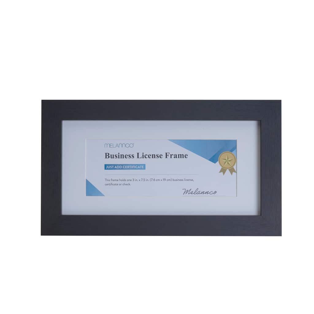 Melannco MDF Business License Frame, 11.5X6.5 Inch, Black