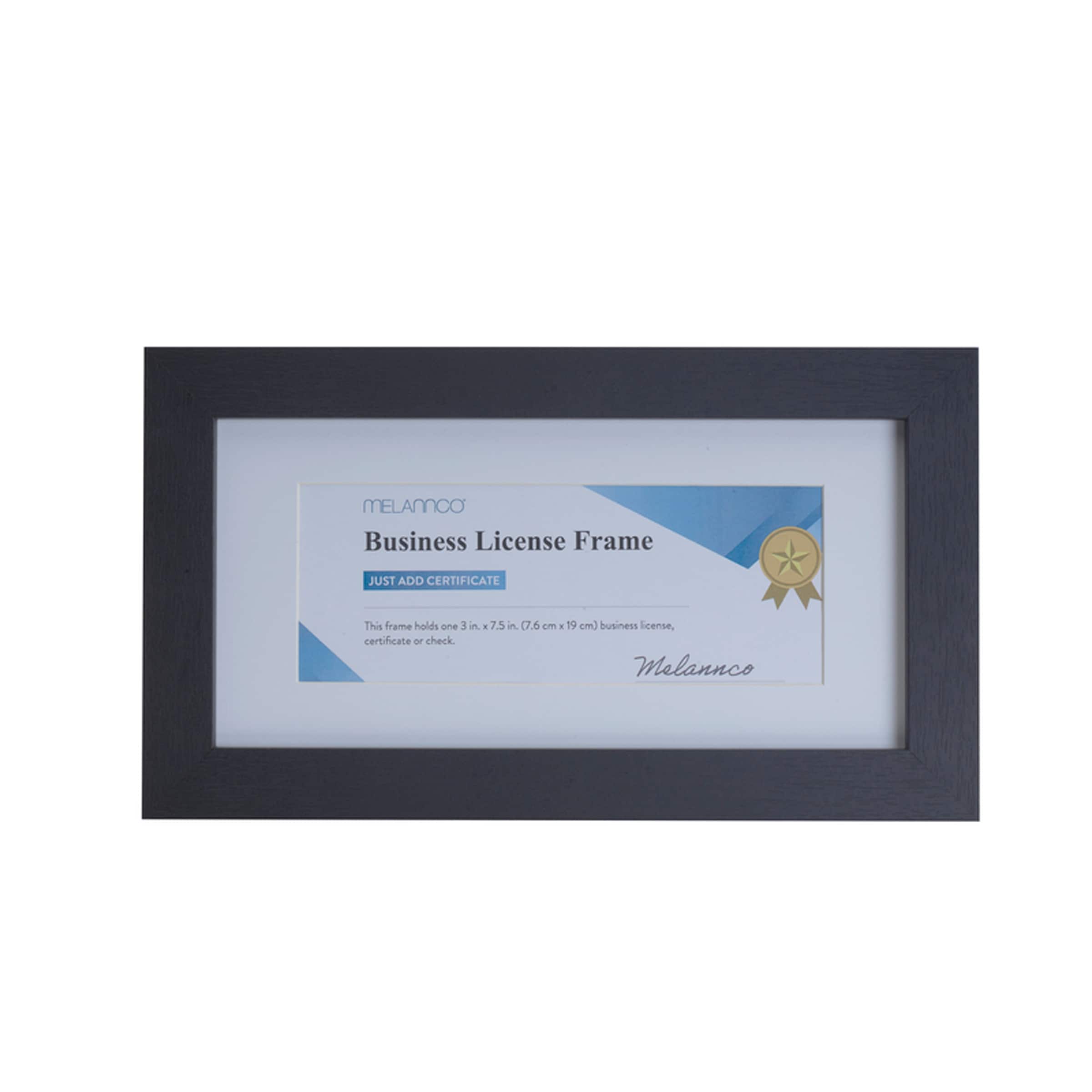 Melannco MDF Business License Frame, 11.5X6.5 Inch, Black