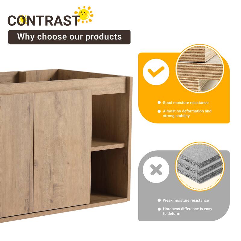 Beingnext 24"/30" Single Bathroom Vanity with Sink, Floating Bathroom Vanity with Soft Close Door and Shelf