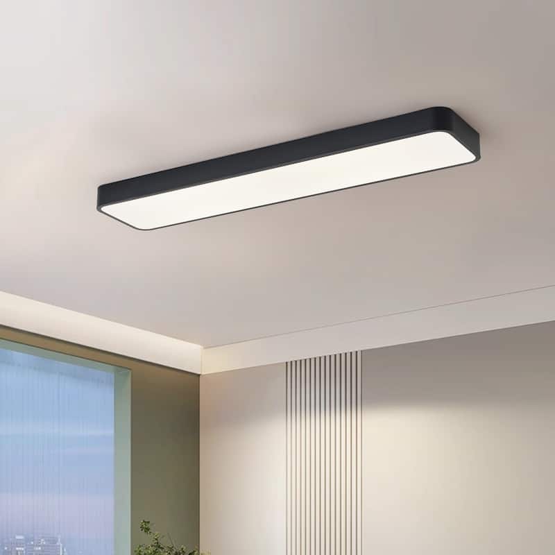 Modern Matte Black LED Flush Mount Ceiling Light 48W for Kitchen Living Room Bedroom - N/A
