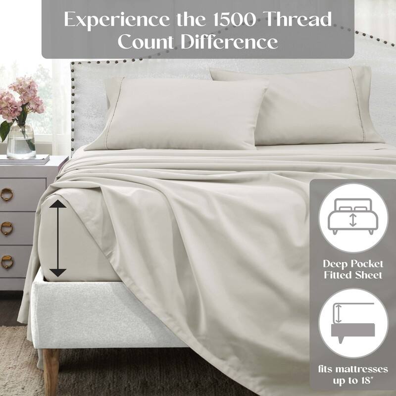 Superior Cotton Blend Solid 1500 Thread Count Deep Pocket Bed Sheet Set