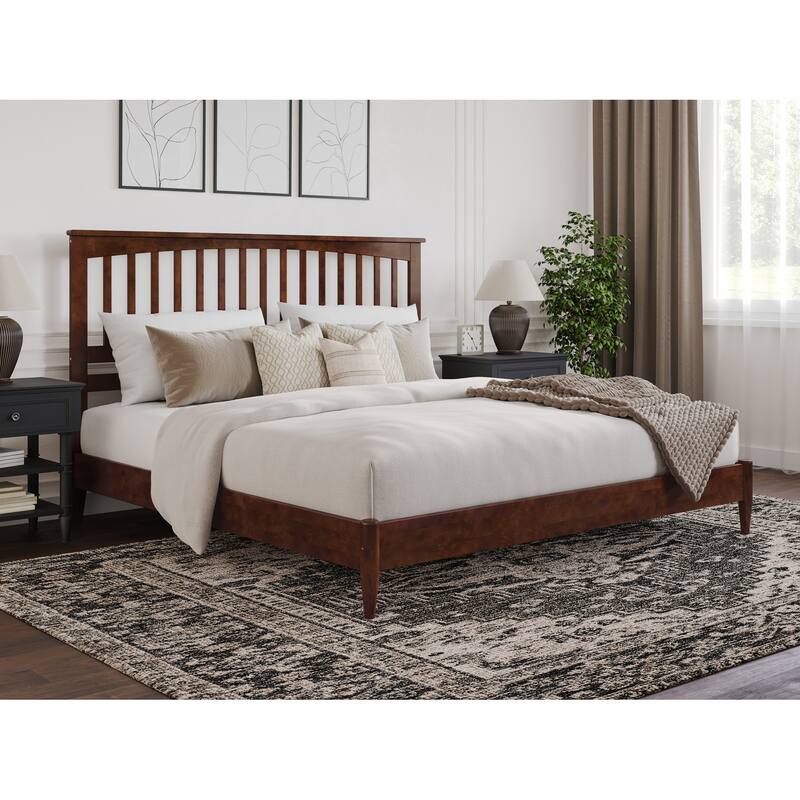 Becket Solid Wood Low Profile Platform Bed - Walnut - King