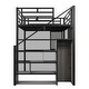 preview thumbnail 12 of 11, Black Full Size Loft Bed with Storage Wardrobe and Staircase, Kids Metal Bed with Desk, Storage Shelves