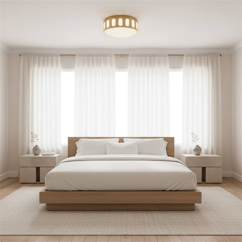 15.15-in Antique Brass LED Flush Mount