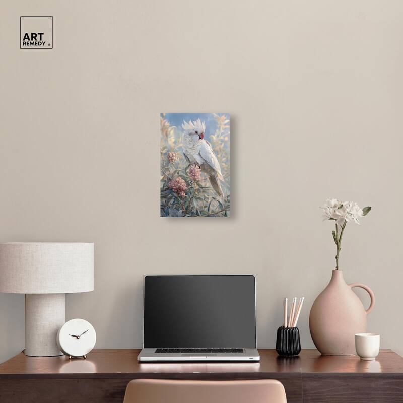 Cockatoo and Blossoms Canvas by Art Remedy, Gallery Wrapped