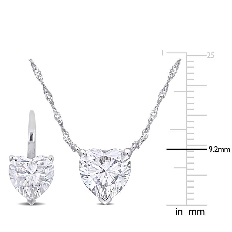 6ct DEW Created Moissanite Heart Jewelry Set 10K White Gold