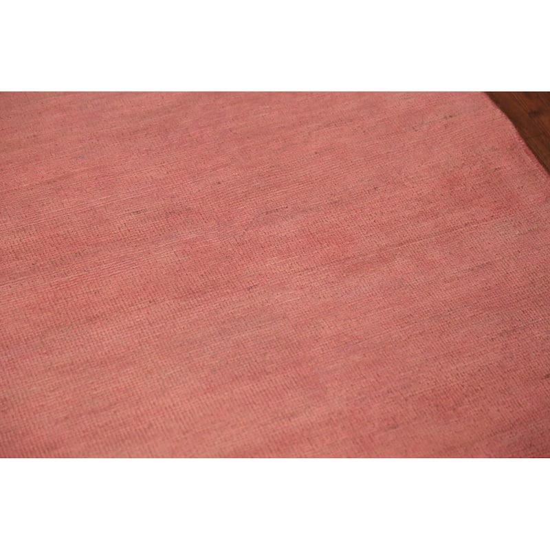 Light Pink Modern Gabbeh Runner Rug Hand-Knotted Wool Carpet - 2'10" x 9'8"