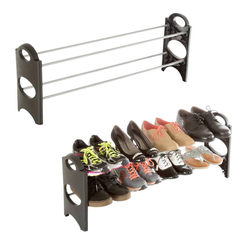 Stackable Shoe Rack - 4-Tier Freestanding Footwear Organizer by Everyday Home