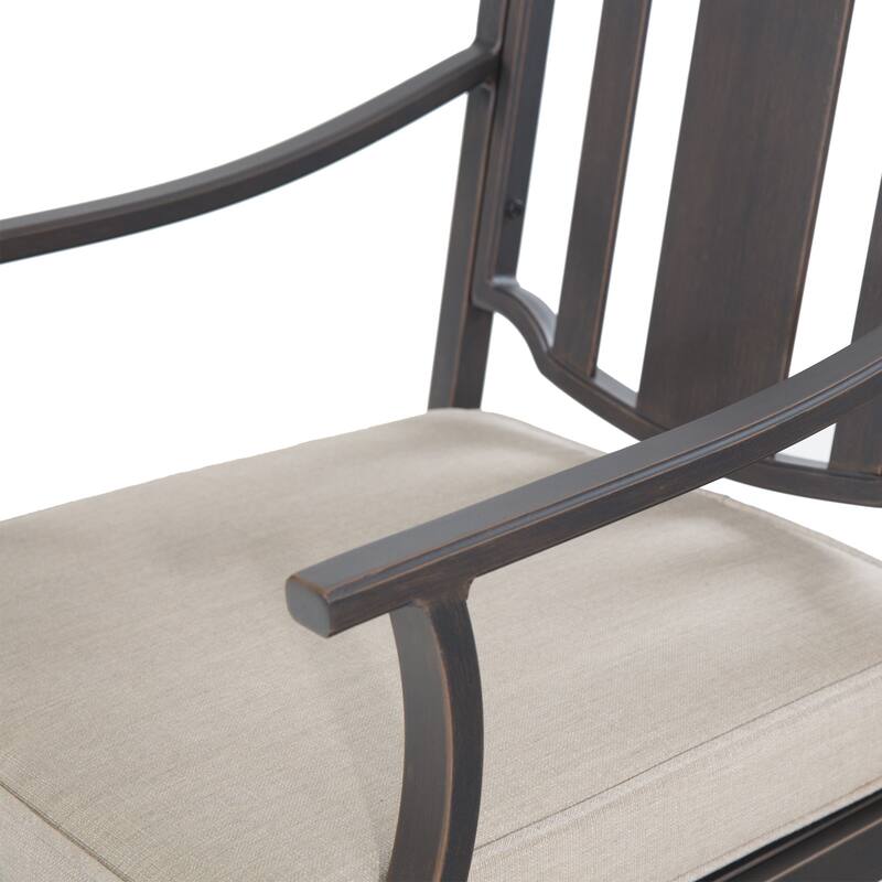 Patio Swivel Dining Chairs, Outdoor Slat Back Chairs with Armrest and Cushion, All-Weather Patio Furniture
