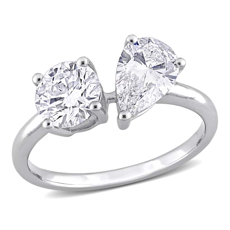 Miadora 2ct TDW Pear Lab-Grown Diamond 2-Stone Engagement Ring 14k White Gold