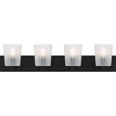 Gray 4-Light Matte Black Bath Light