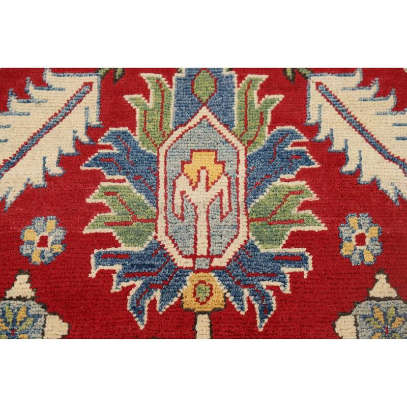 Red Kazak Accent Rug Hand-Knotted Wool Carpet - 3'3" x 5'0"