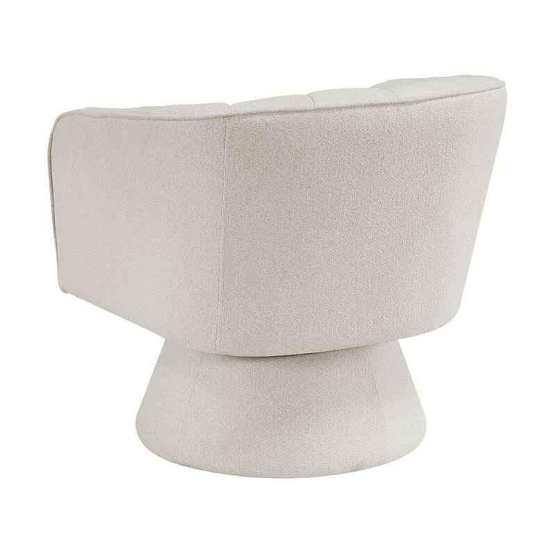Willow 27.5" Boucle Swivel Chair - 360-Degree Metal Swivel Base