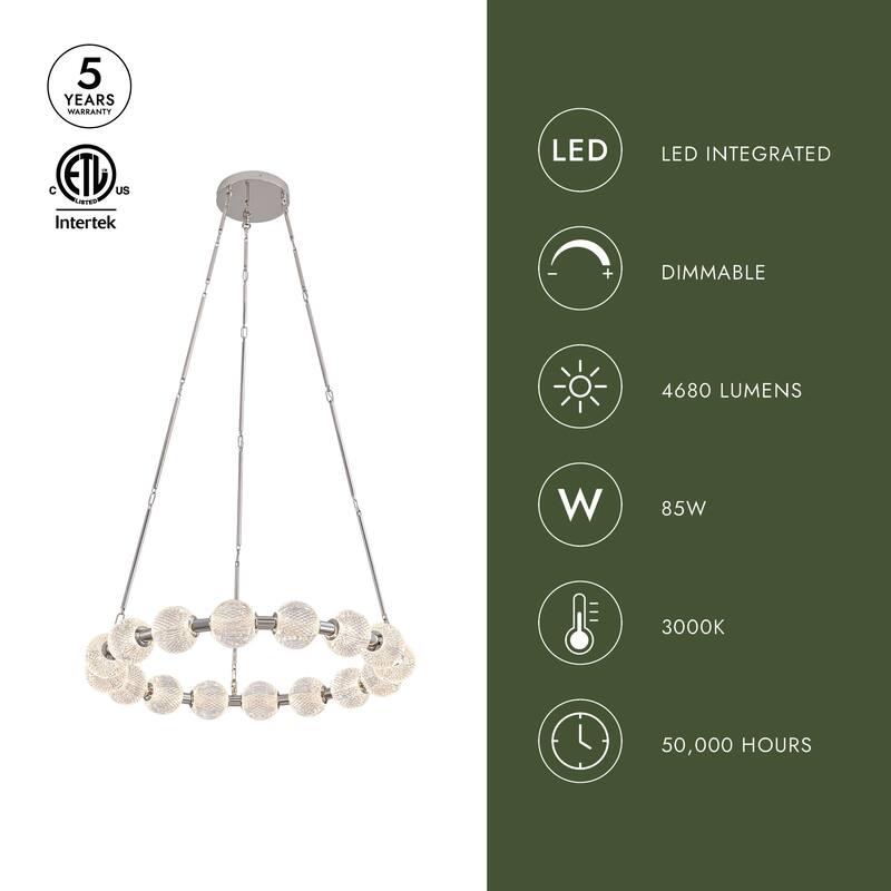 Alora Lighting CH321032-UNV-010 Marni 33" Wide LED Ring Chandelier