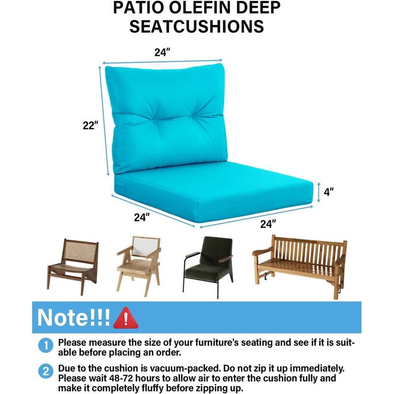 WINSOON 24x24 Inch Outdoor Deep Seat Cushion Set,Waterproof and Resistant