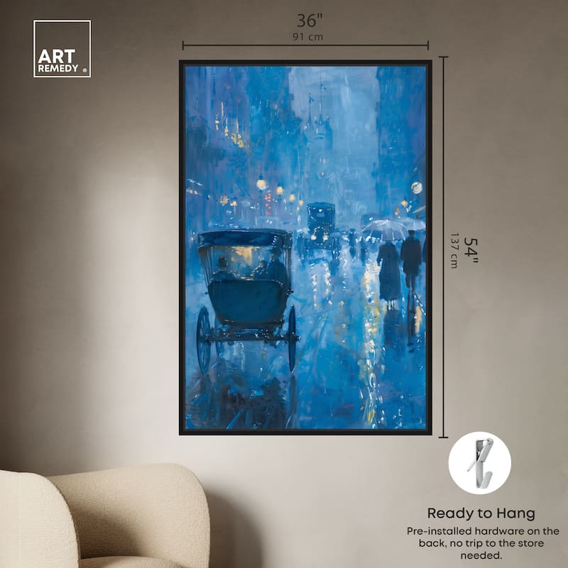 Art Remedy London Nights Framed Impressionism 1 Piece Canvas Wall Art /Monet And Van Gogh Inspired Art