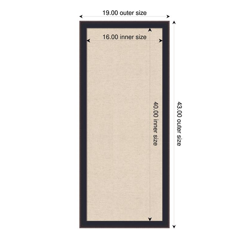 Amanti Art Framed Fabric Pinboard Natural Linen Printed Bulletin Board - Board Size 16 x 40 - Havana Black Bronze