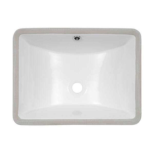 LORDEAR 18.25 in. Undermount Vessel Sink Modern in Pure White Rectangle Porcelain Ceramic Lavatory Vanity Bathroom Sink