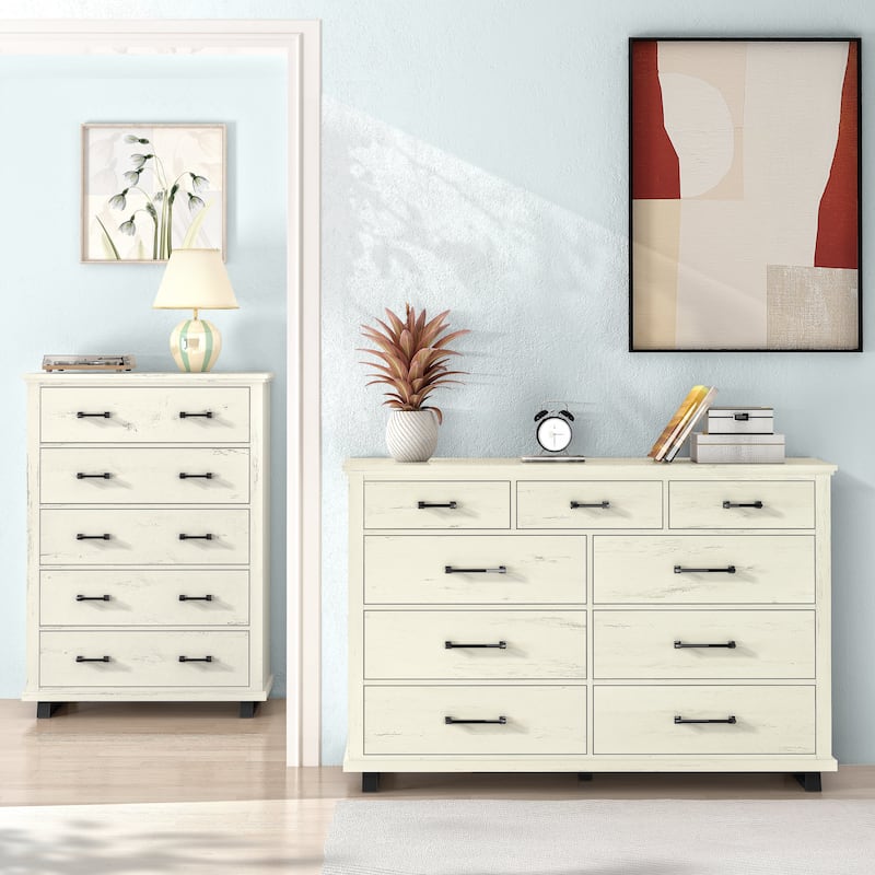 Farmhouse-inspired 2-Piece Bedroom Set - 1 Chest and 1 Dresser