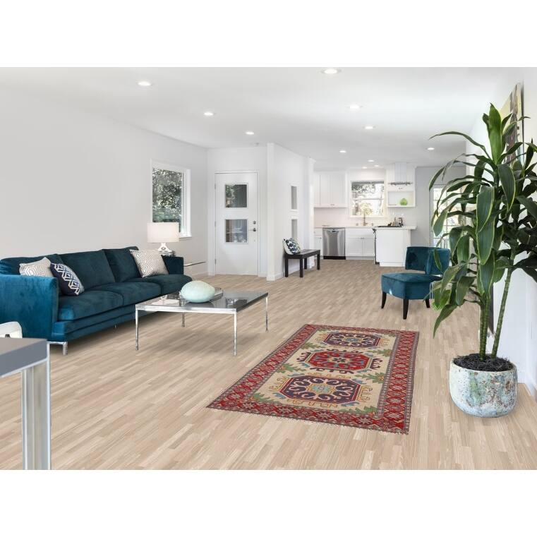 Beige Kazak Runner Rug Hand-Knotted Wool Carpet - 3'3" x 6'10"