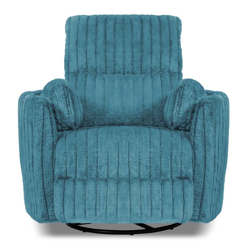 Furniture of America Jorvien Modern Chenille Power Swivel Glider Recliner with Pillows
