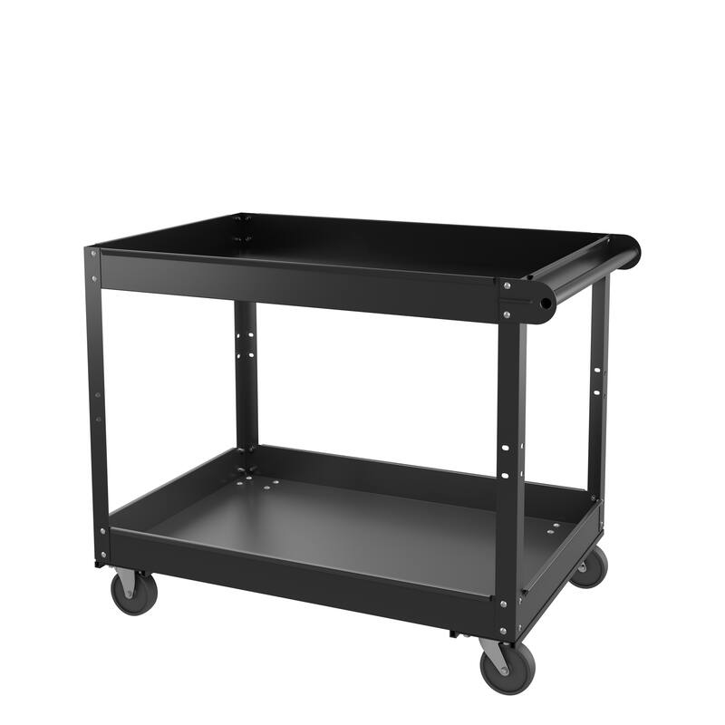Hirsh 2-Tier Metal Utility Cart Storage Service Tool Trolley, Holds up to 400 lb, 36 x 24, Black - 6.100 X 26.380 X 38.980