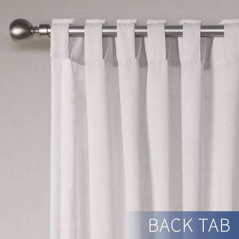 Linen Texture Double Ruffle Semi-sheer Curtain Pair(2 panels)