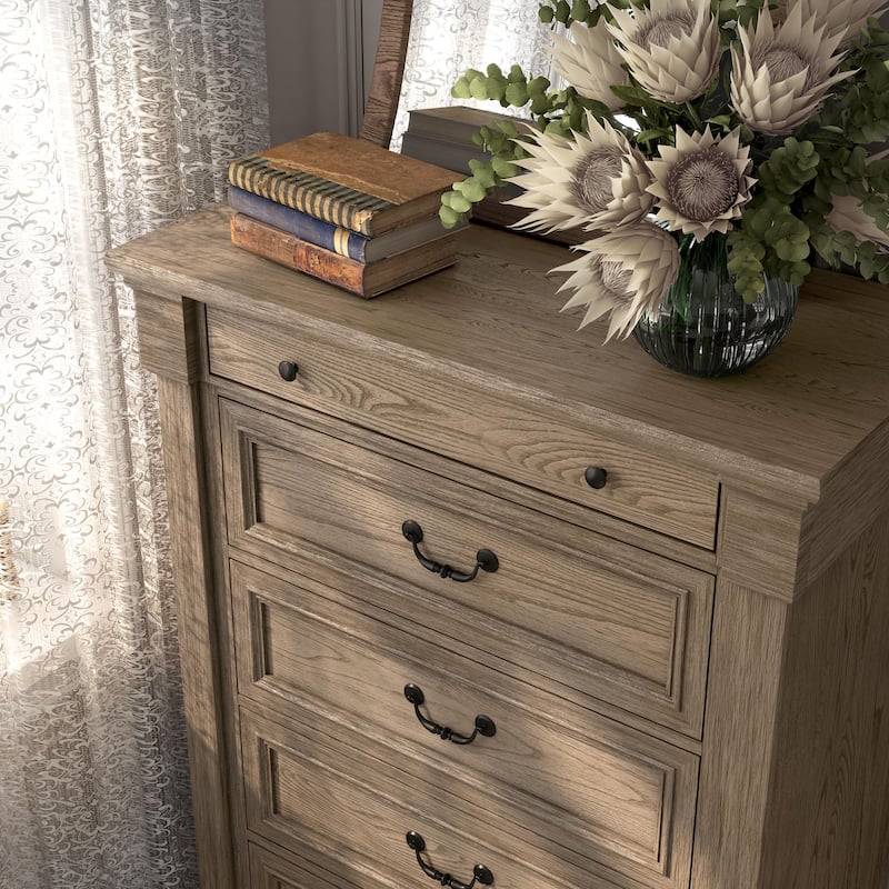 Furniture of America Wacine Weathered Grey Solid Wood 5-Drawer Chest