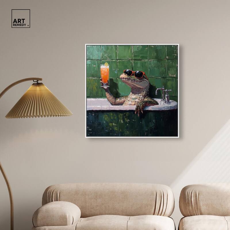 Cocktail Croc I Canvas by Art Remedy
