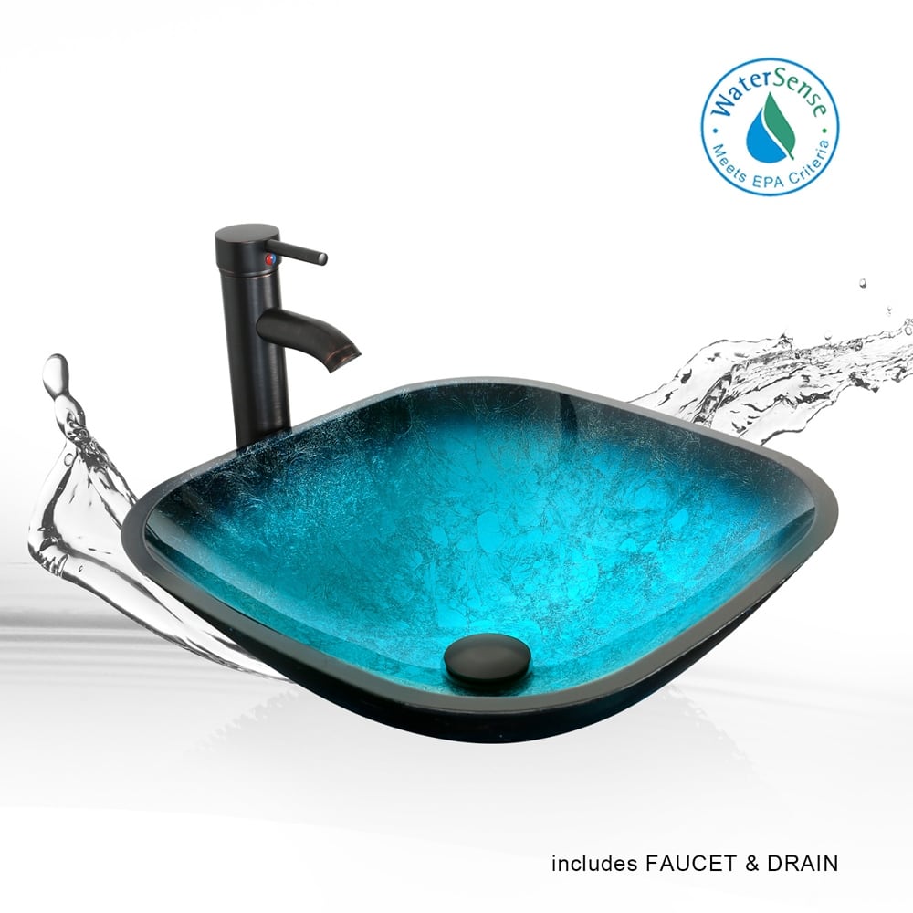 Eclife Modern Bathroom Sink Tempered Glass & Ceramic Artisan Basin for Vanity