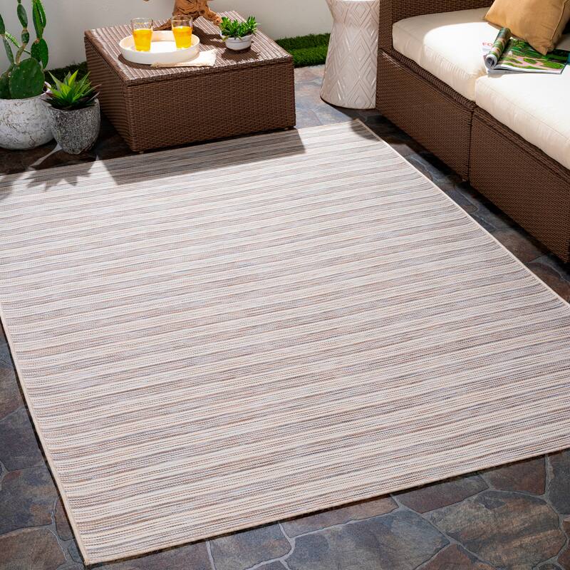 Artistic Weavers Varol Casual Striped Outdoor Area Rug - 5'3" x 7'3" - Medium Grey