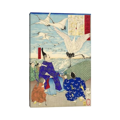 iCanvas "Yoritomo Releasing Cranes on The Seashore" by Yoshitoshi Canvas Print