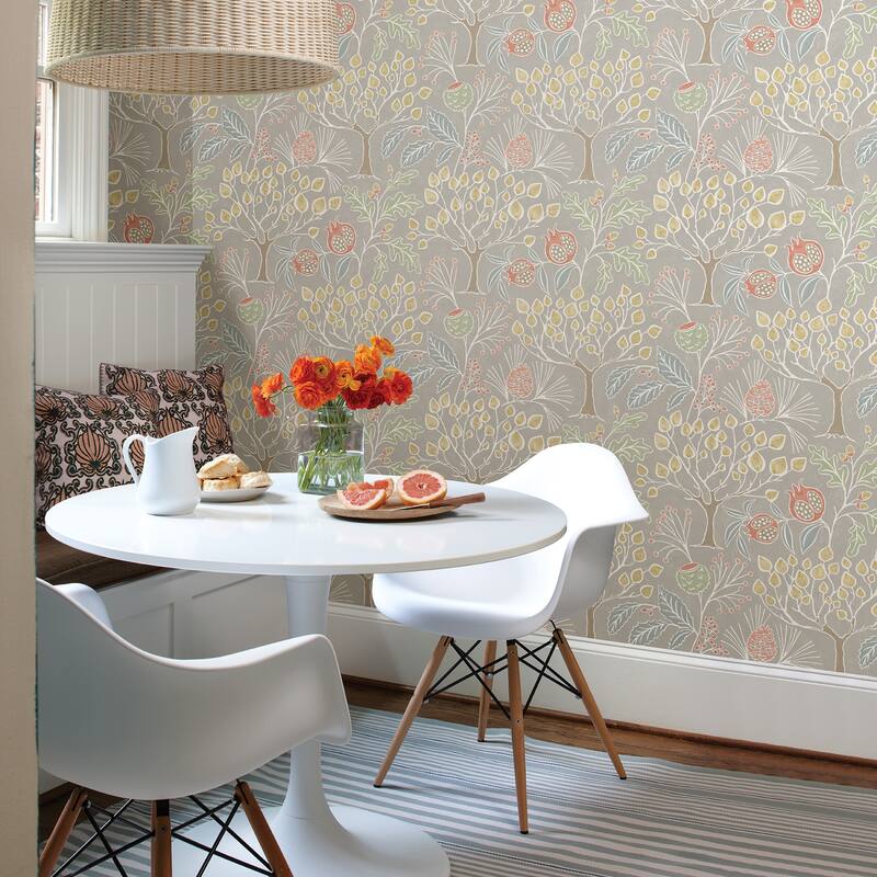 A-Street Prints Shiloh Light Grey Botanical Wallpaper
