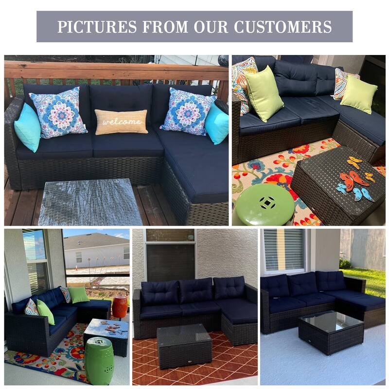 9-Pieces Rattan Sectional Sofa Set with Coffee Table and Gas Fire Pit Table