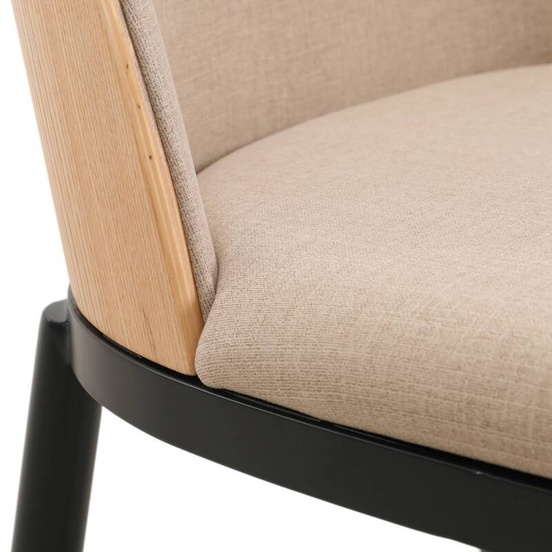 Dining Chair with Upholstered Seat and Back Side Chair with MDF Wood Frame in Black Steel