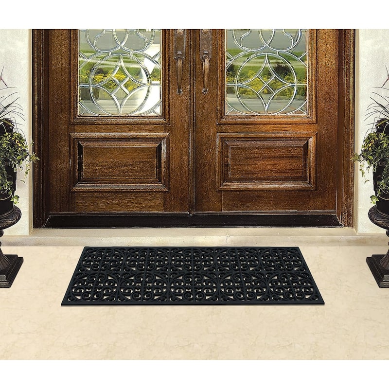 A1HC Rubber Paisley Beautifully Finished Decorative Large Doormat for Outdoor Use 18"X48"