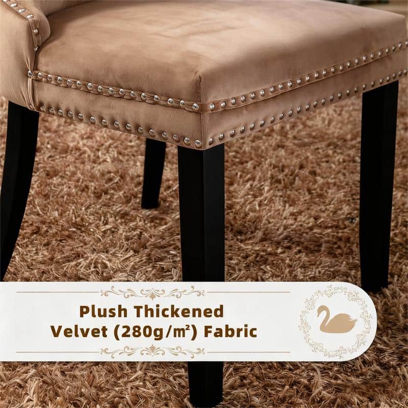 High-end Tufted Velvet Upholstered Nailhead Dining Chair Set of 4